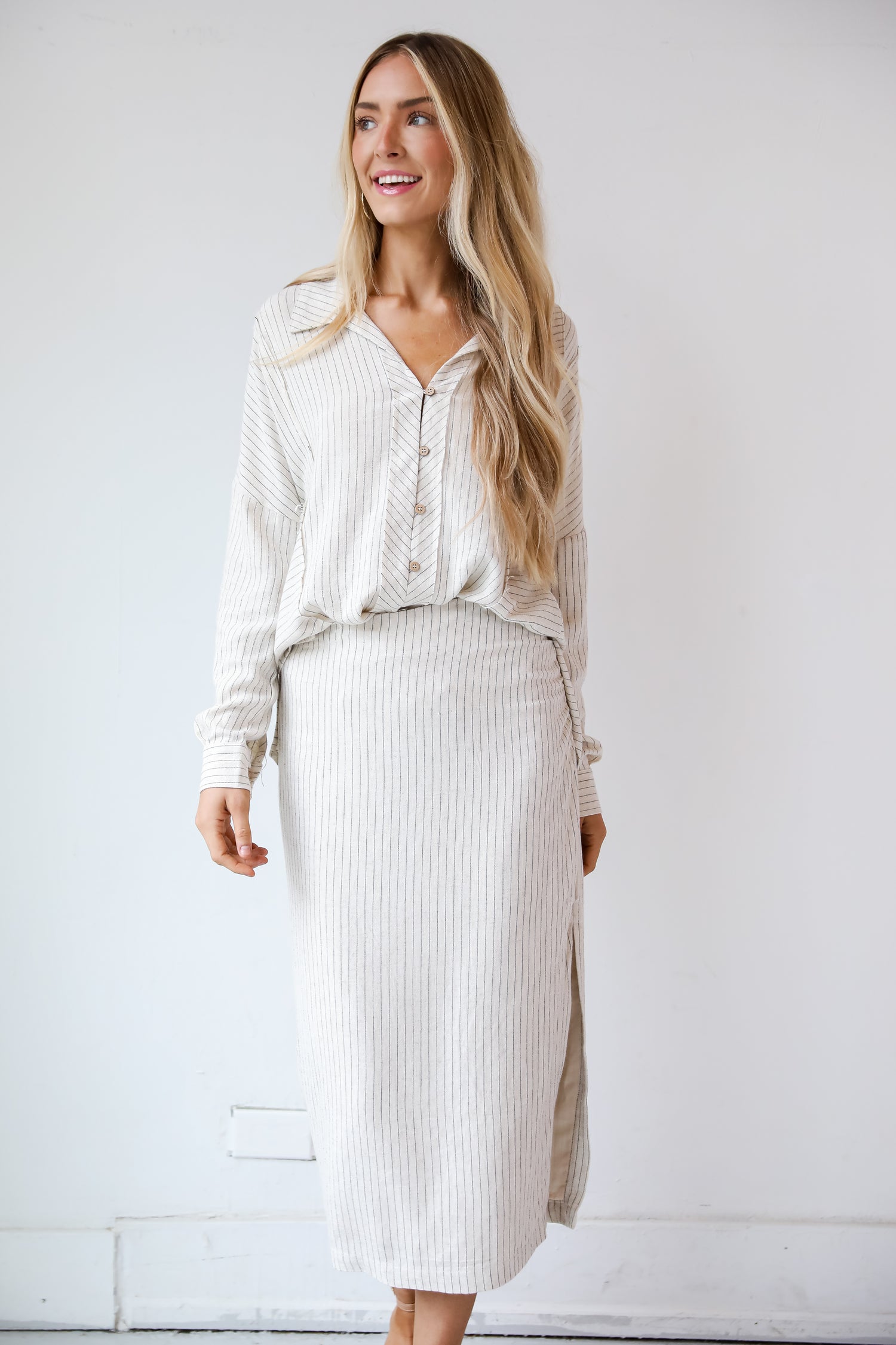 oversized Linen Striped Blouse