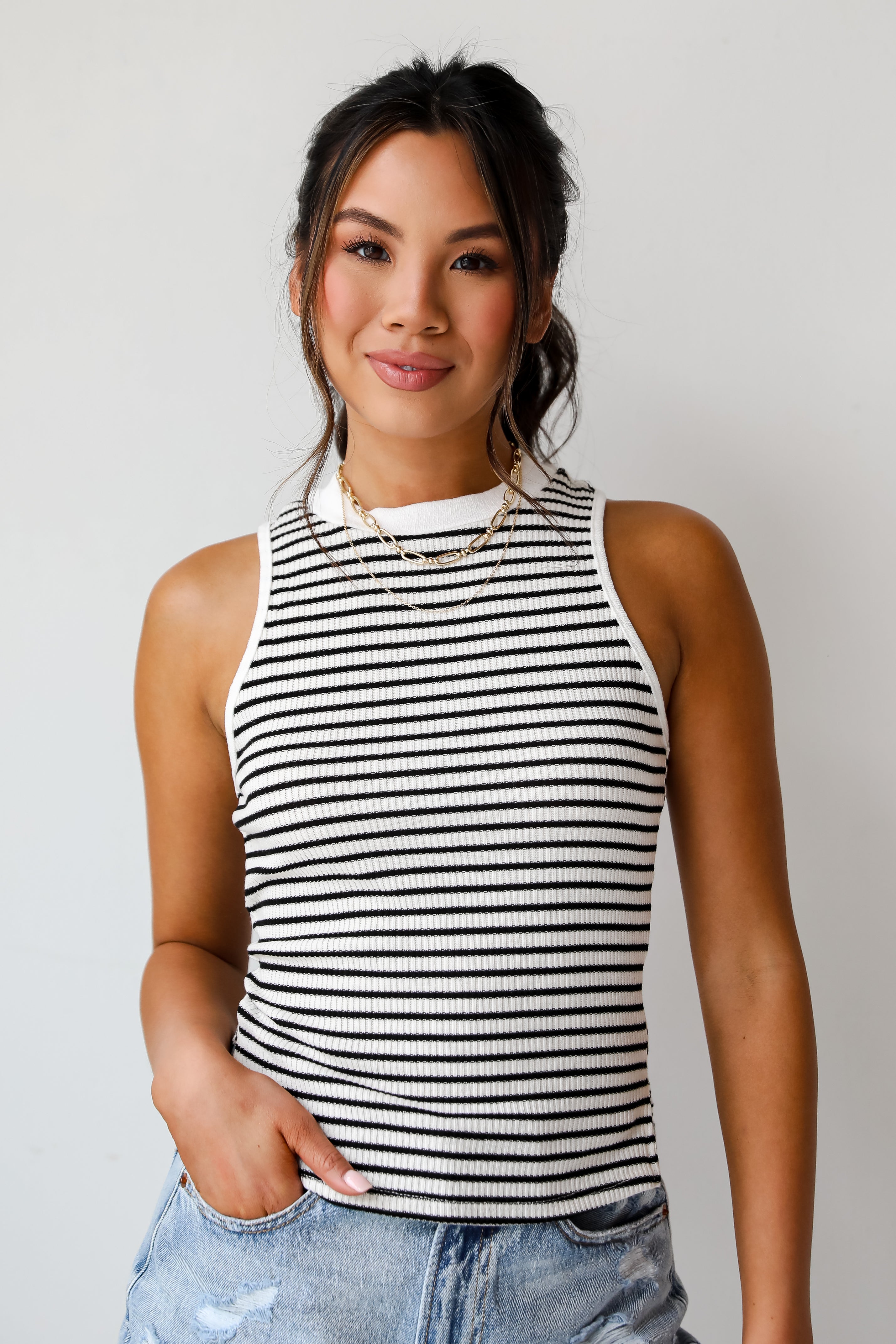 Blake Striped High Neck Tank