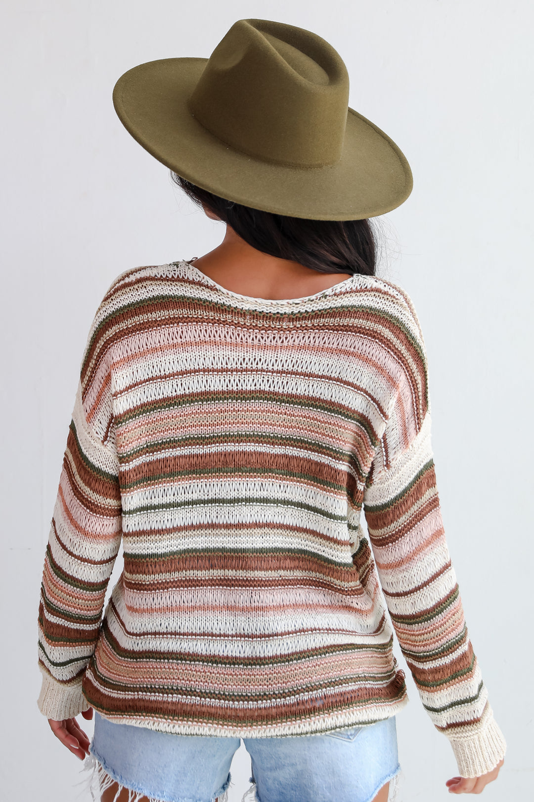 Simply Decadent Cream Striped Lightweight Knit Sweater