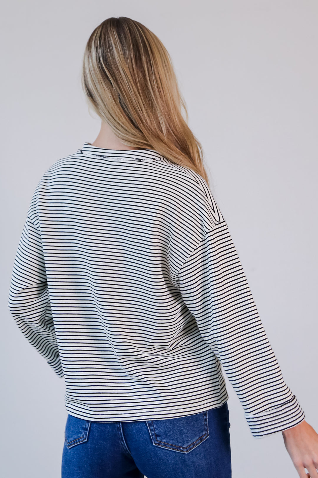 White Striped Knit Top back view