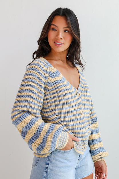 Snuggly Weather Striped Sweater Cardigan