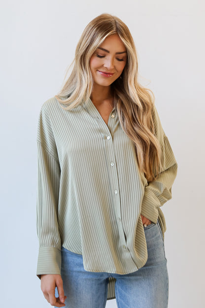 oversized Striped Button-Up Blouse