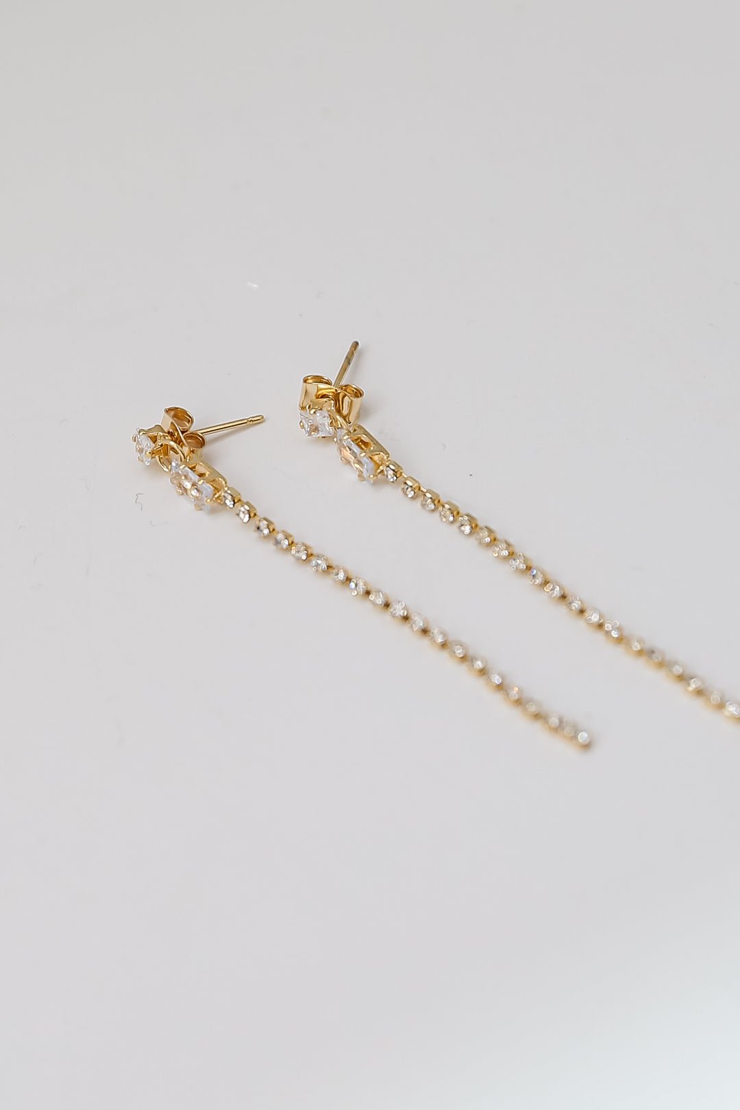 dainty Gold Rhinestone Drop Earrings