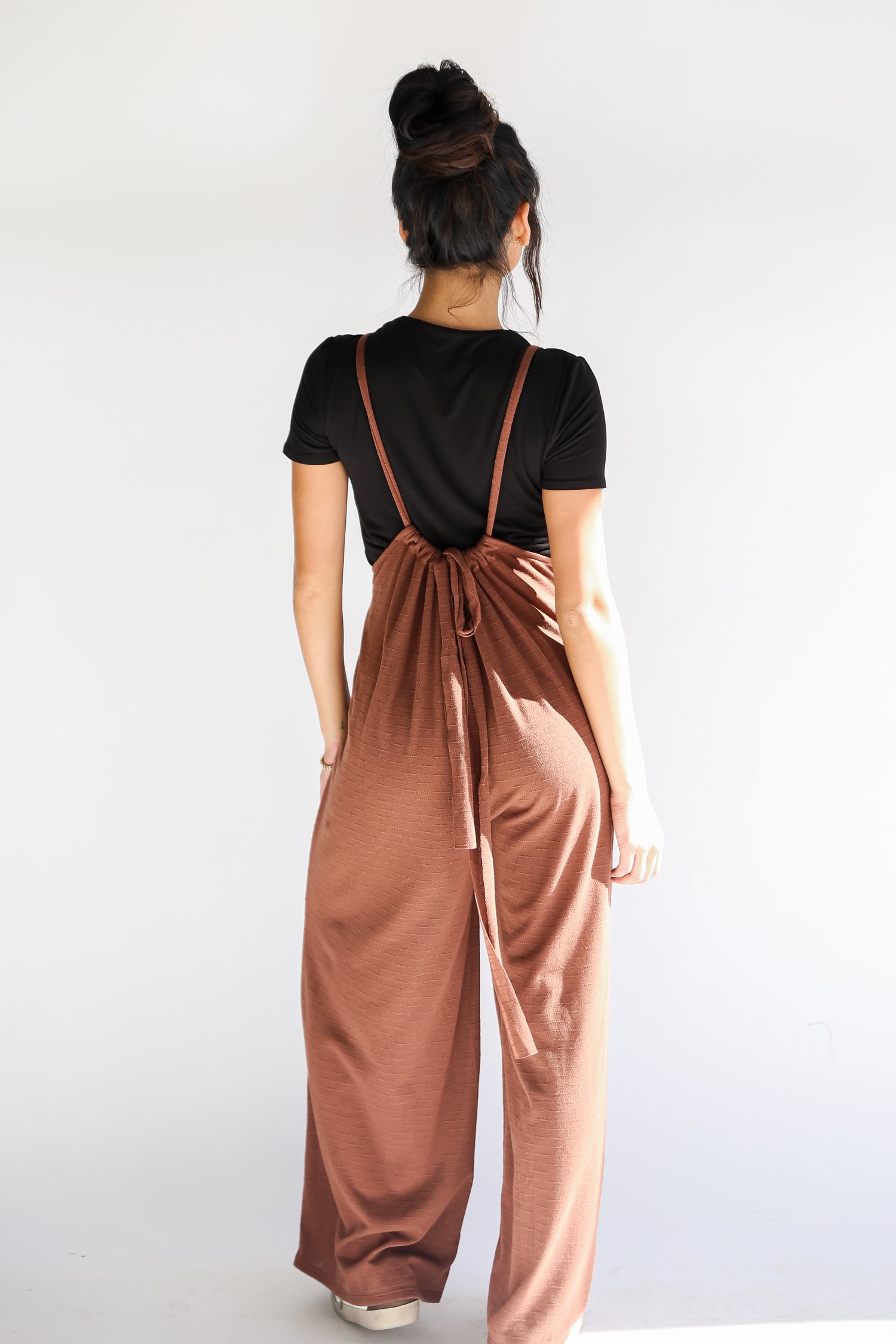 brown  wide leg Suspender Jumpsuit