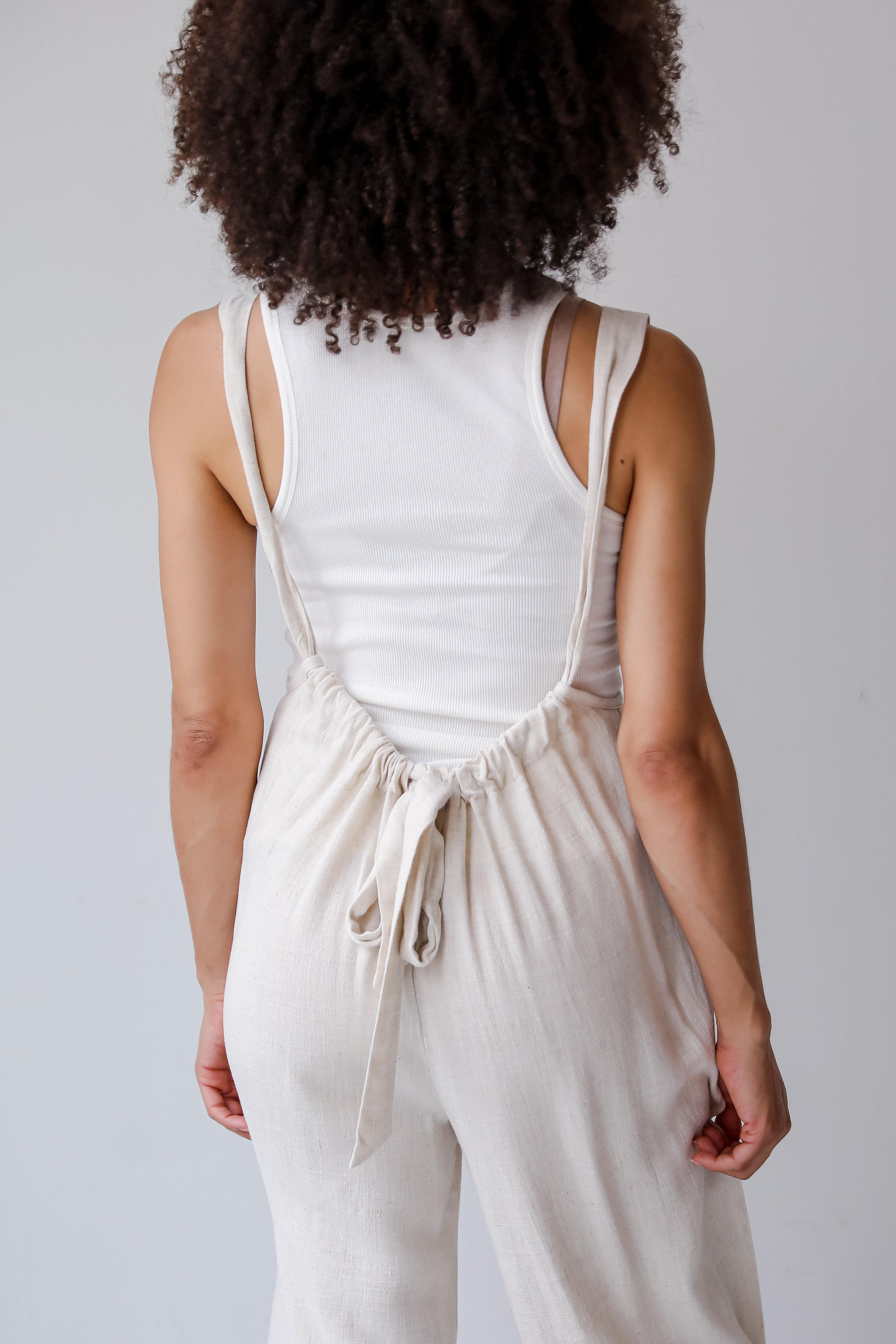 womens Linen Suspender Jumpsuit