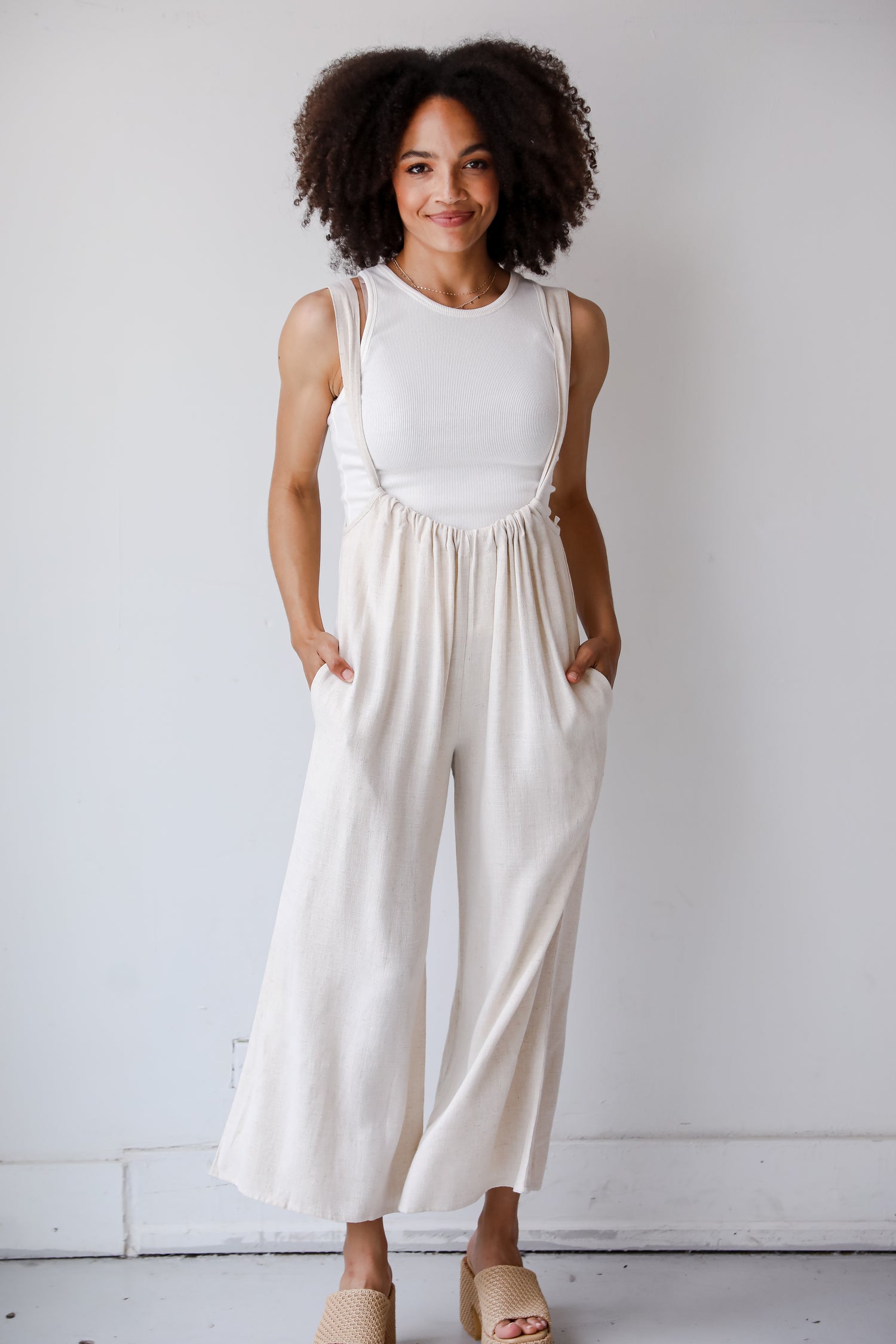 Linen Suspender Jumpsuit for spring