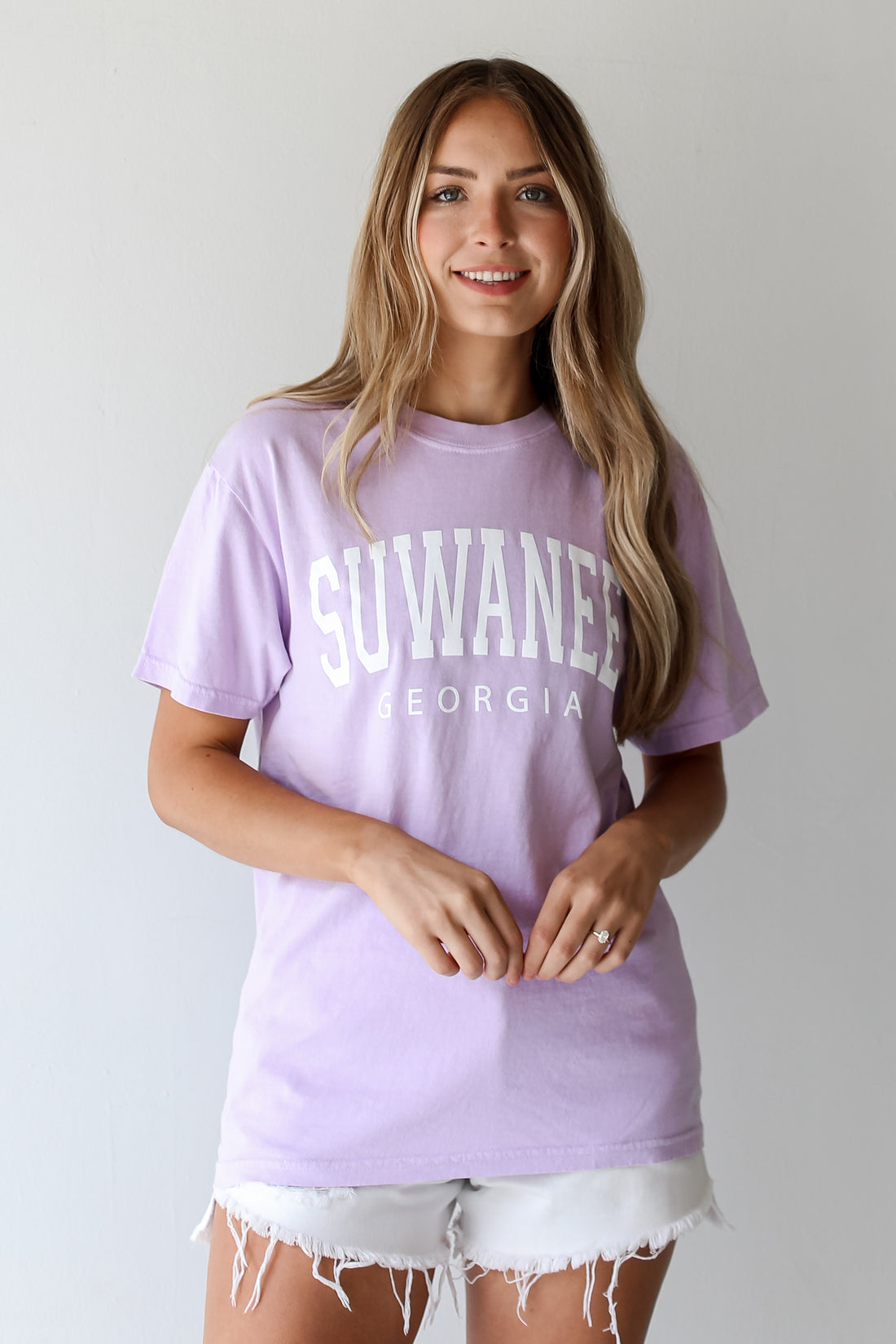 Lavender Suwanee Georgia Block Letter Tee