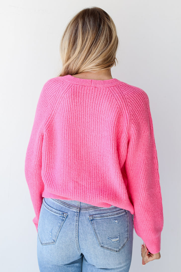 pink Sweater Cardigan on model