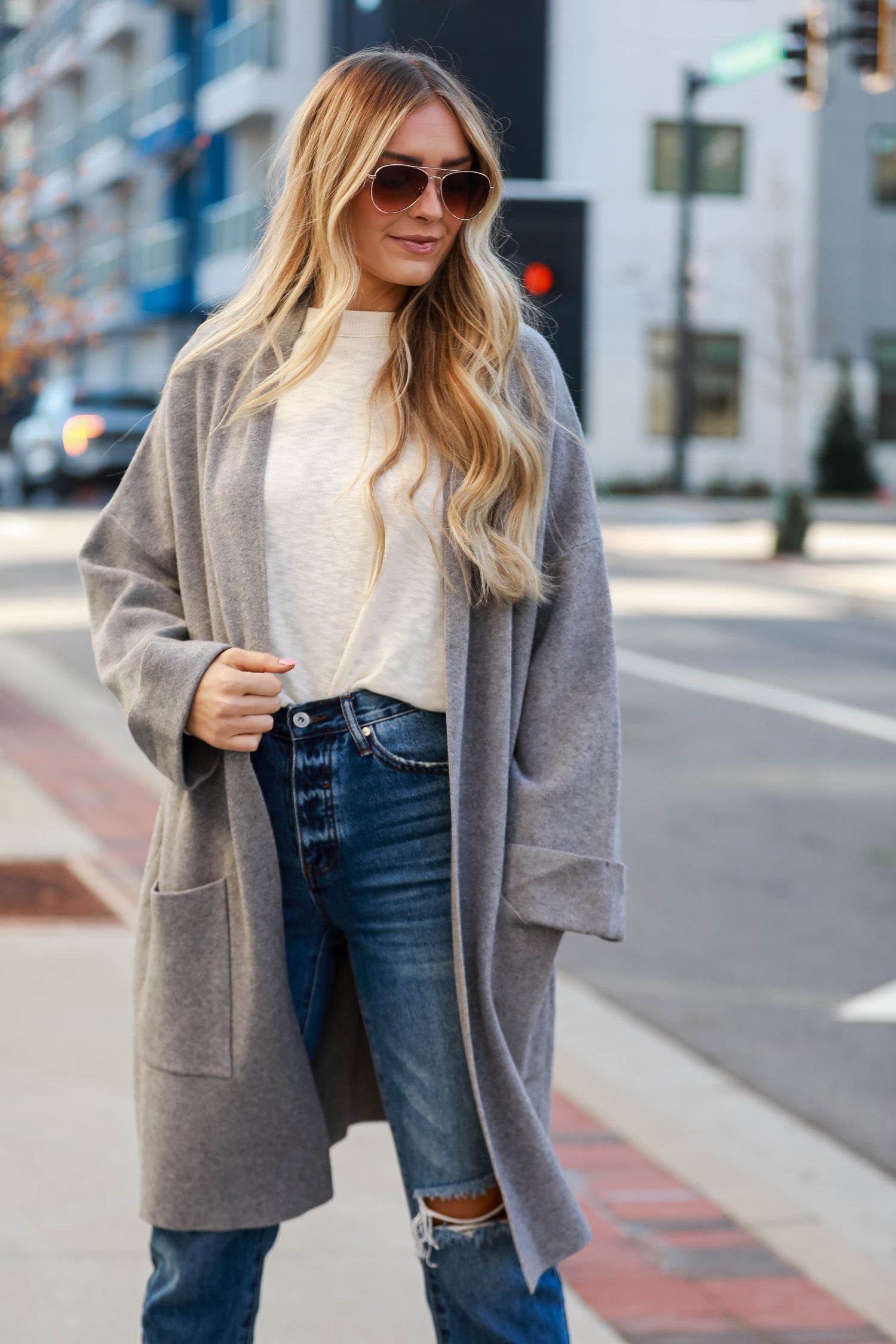 Heather Grey Sweater Cardigan