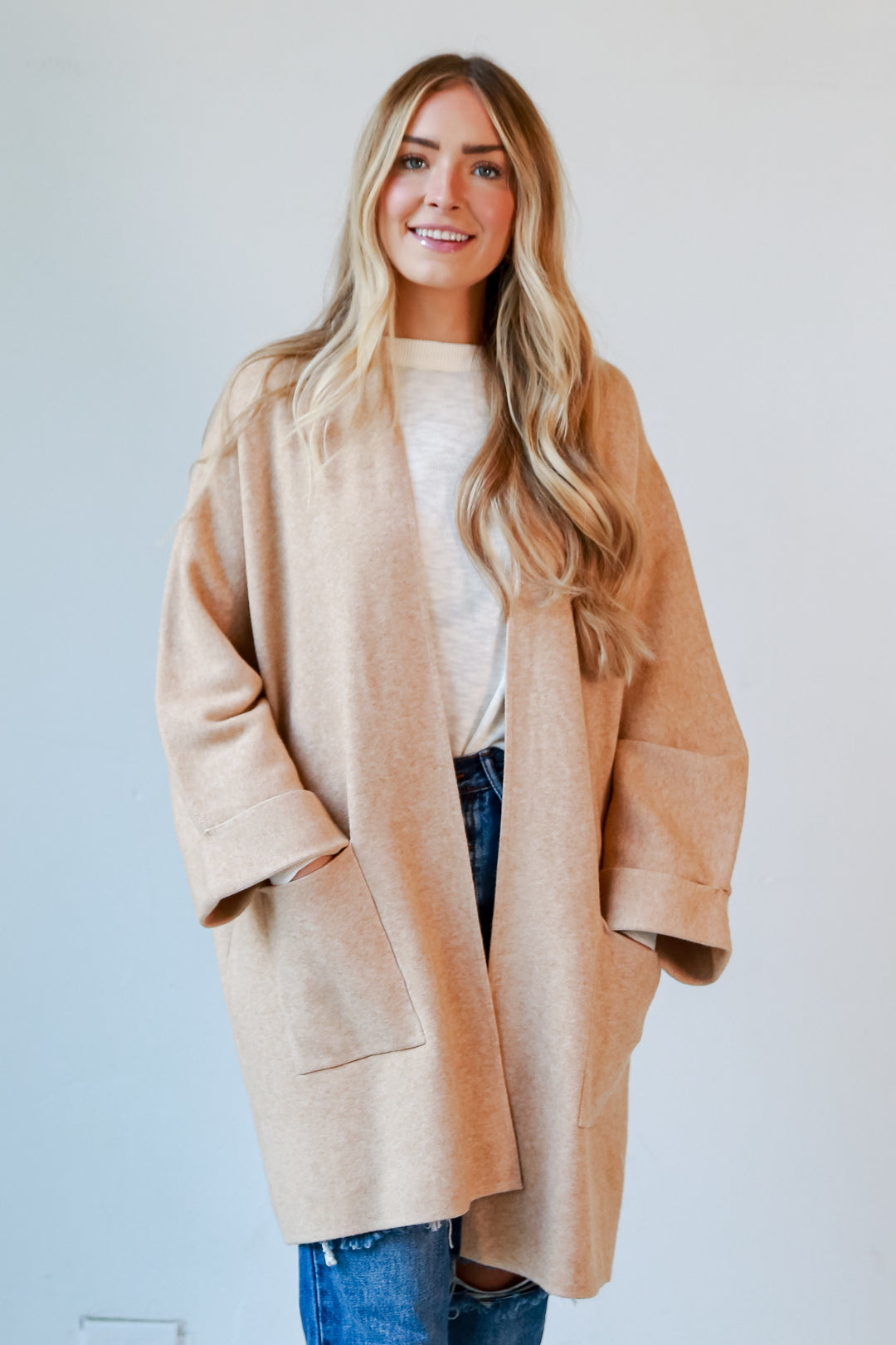 longline Camel Sweater Cardigan