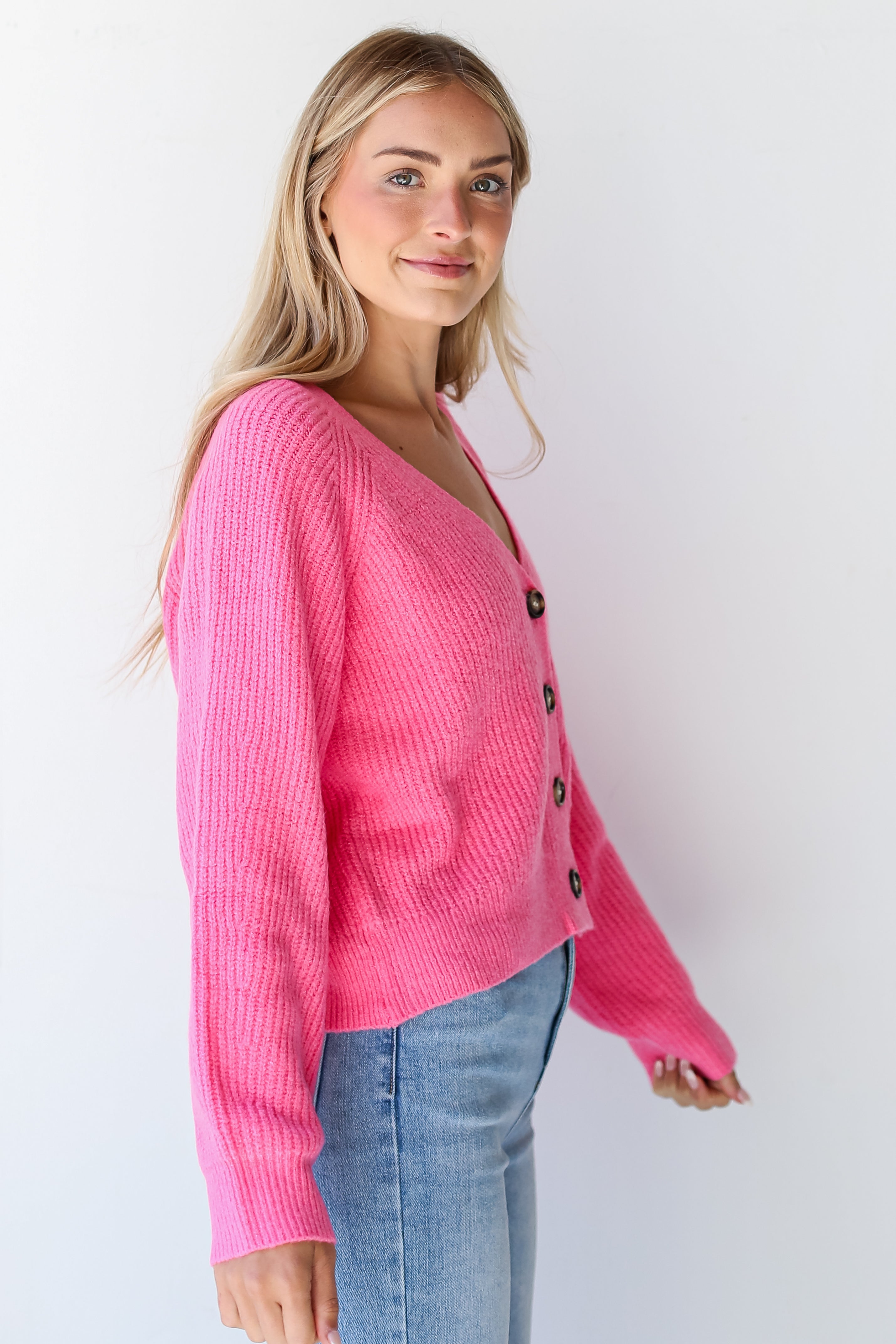 trendy pink sweaters