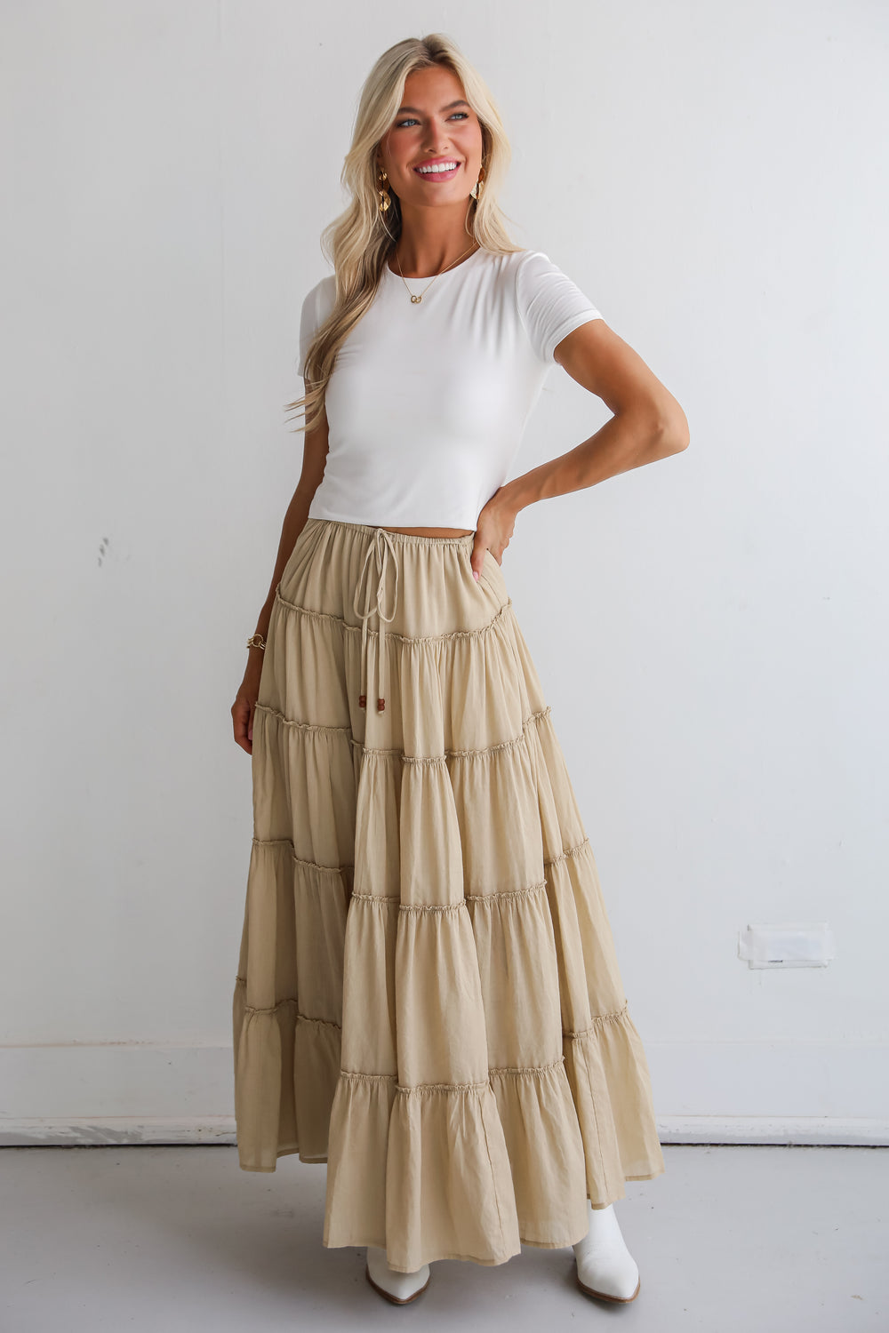 Adorable Lifestyle Tiered Maxi Skirt