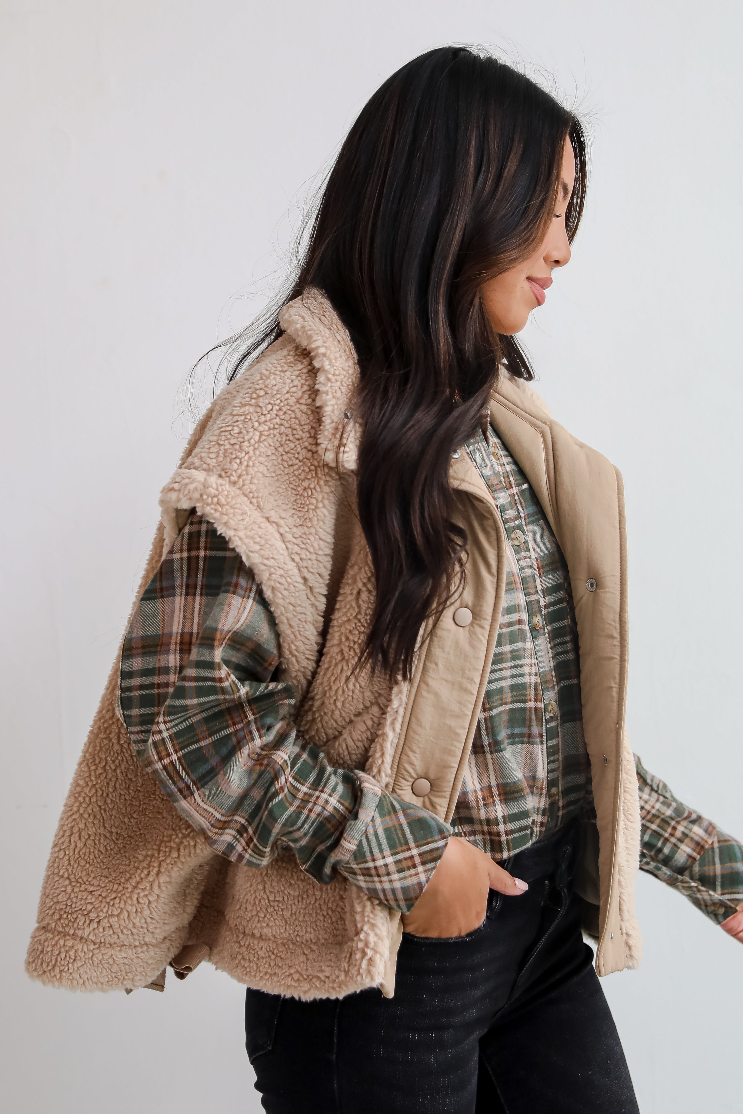 Cozy Aim Beige Sherpa Vest