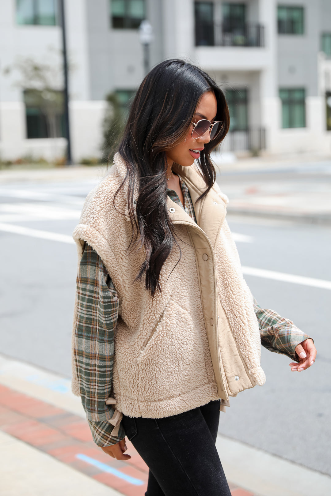 Cozy Aim Beige Sherpa Vest