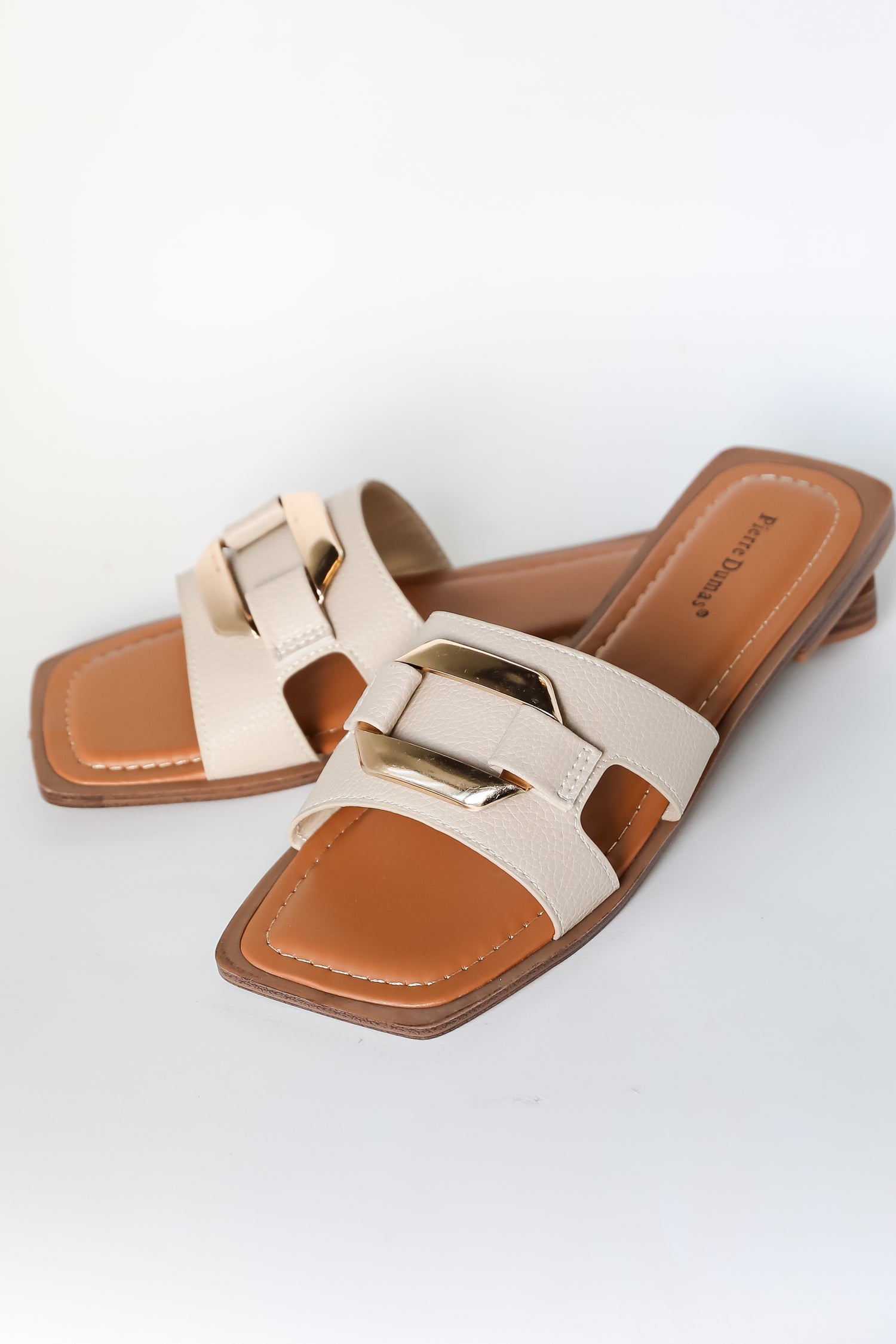 flat Nude Slide Sandals