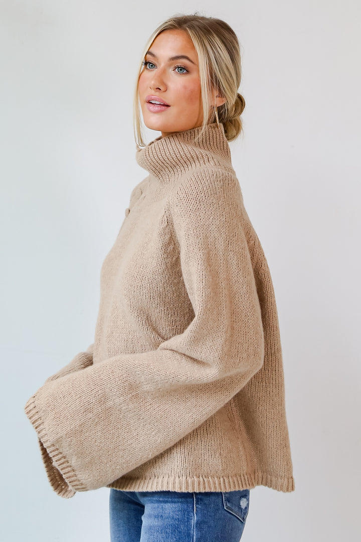 Mocha Oversized Sweater side view