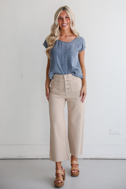 Perfected Aesthetic Tan Wide Leg Jeans