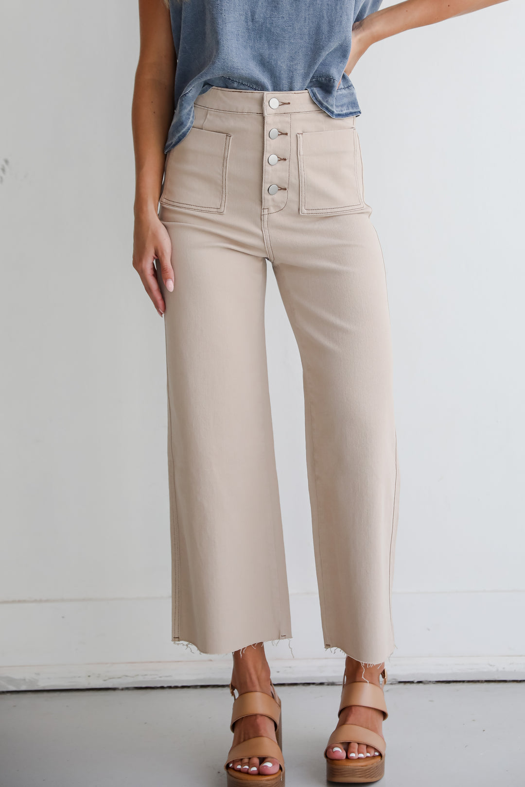 Perfected Aesthetic Tan Wide Leg Jeans