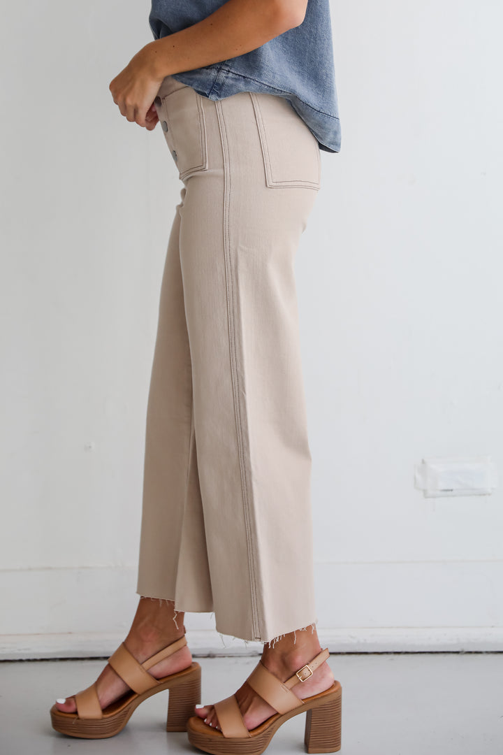 Perfected Aesthetic Tan Wide Leg Jeans