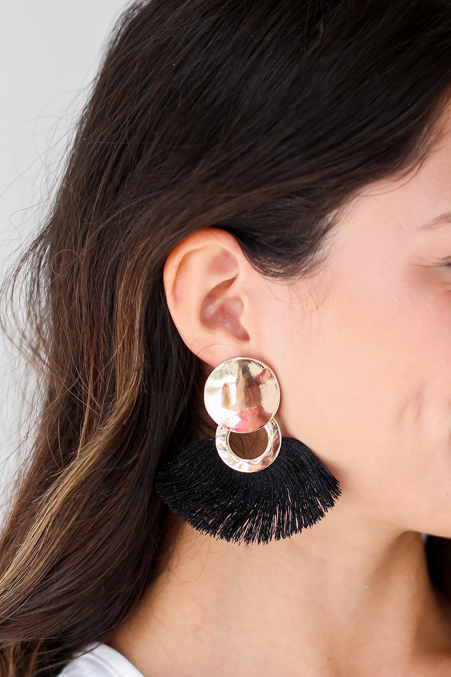 black Tassel Fan Earrings