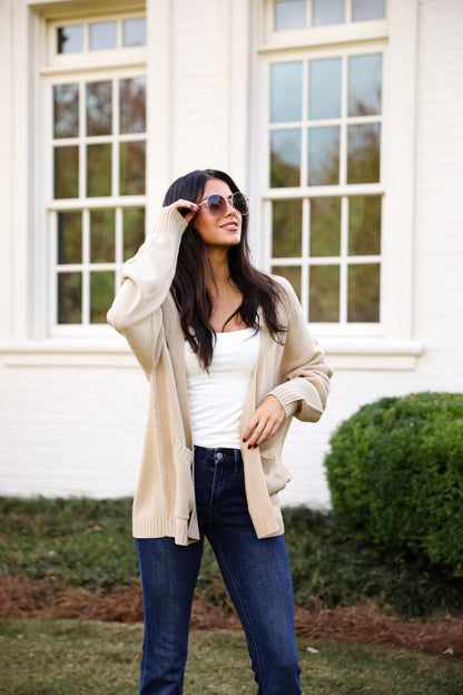 Passionately Cozy Taupe Cardigan