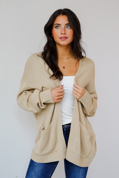 Passionately Cozy Taupe Cardigan