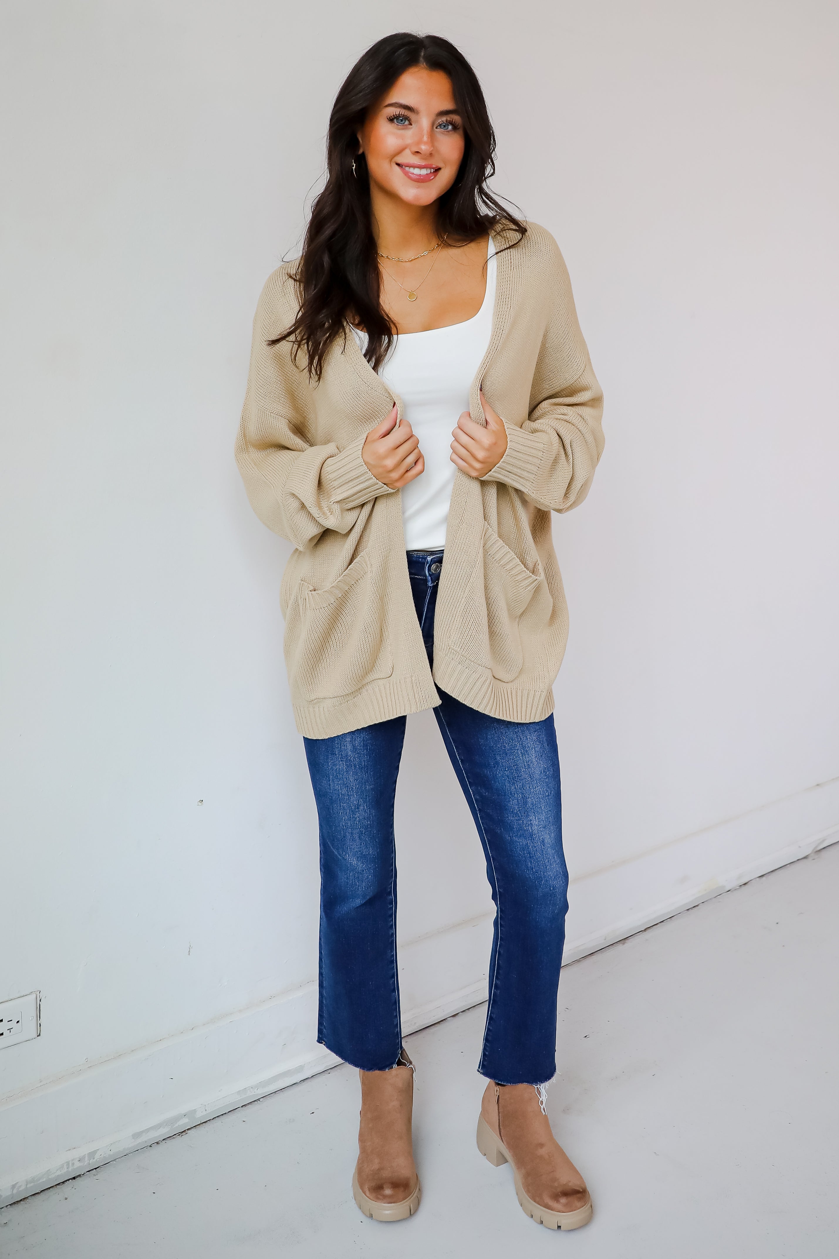 Passionately Cozy Taupe Cardigan