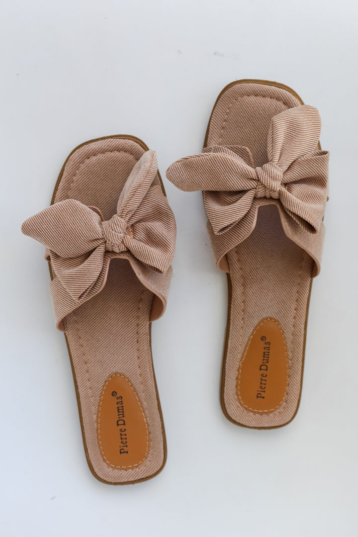 Serene Steps Taupe Bow Slide Sandals