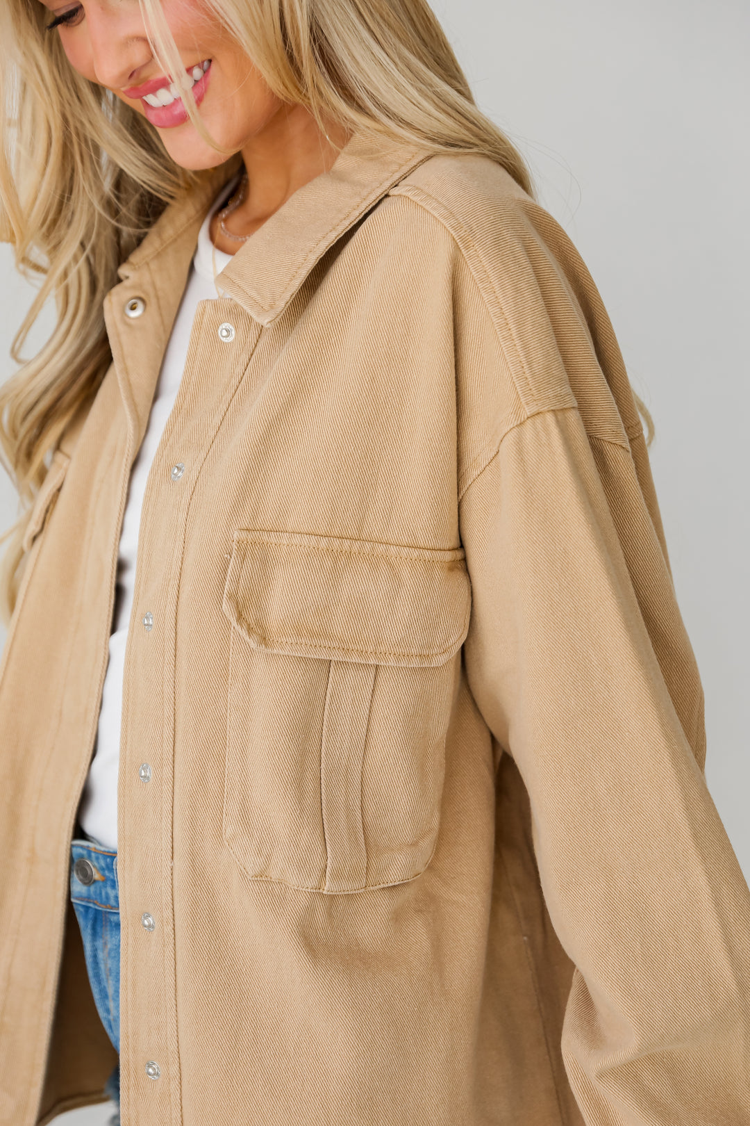 oversized Taupe Denim Jacket