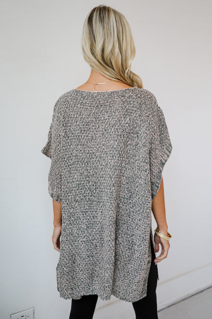 Perfectly Toasty Taupe Knit Poncho