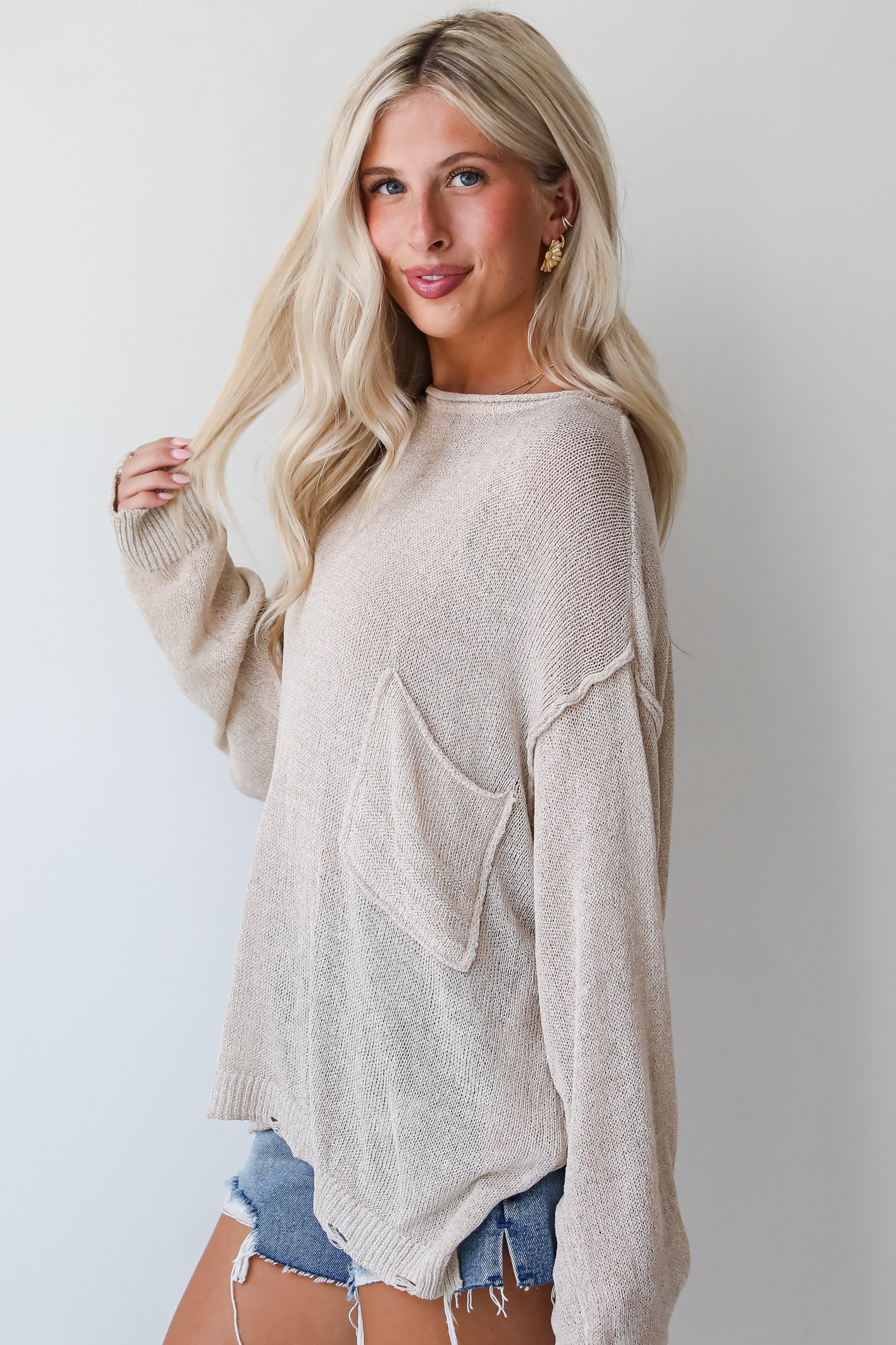 Undeniably Comfy Taupe Lightweight Knit Sweater