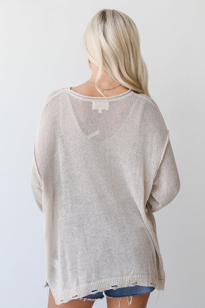 Undeniably Comfy Taupe Lightweight Knit Sweater