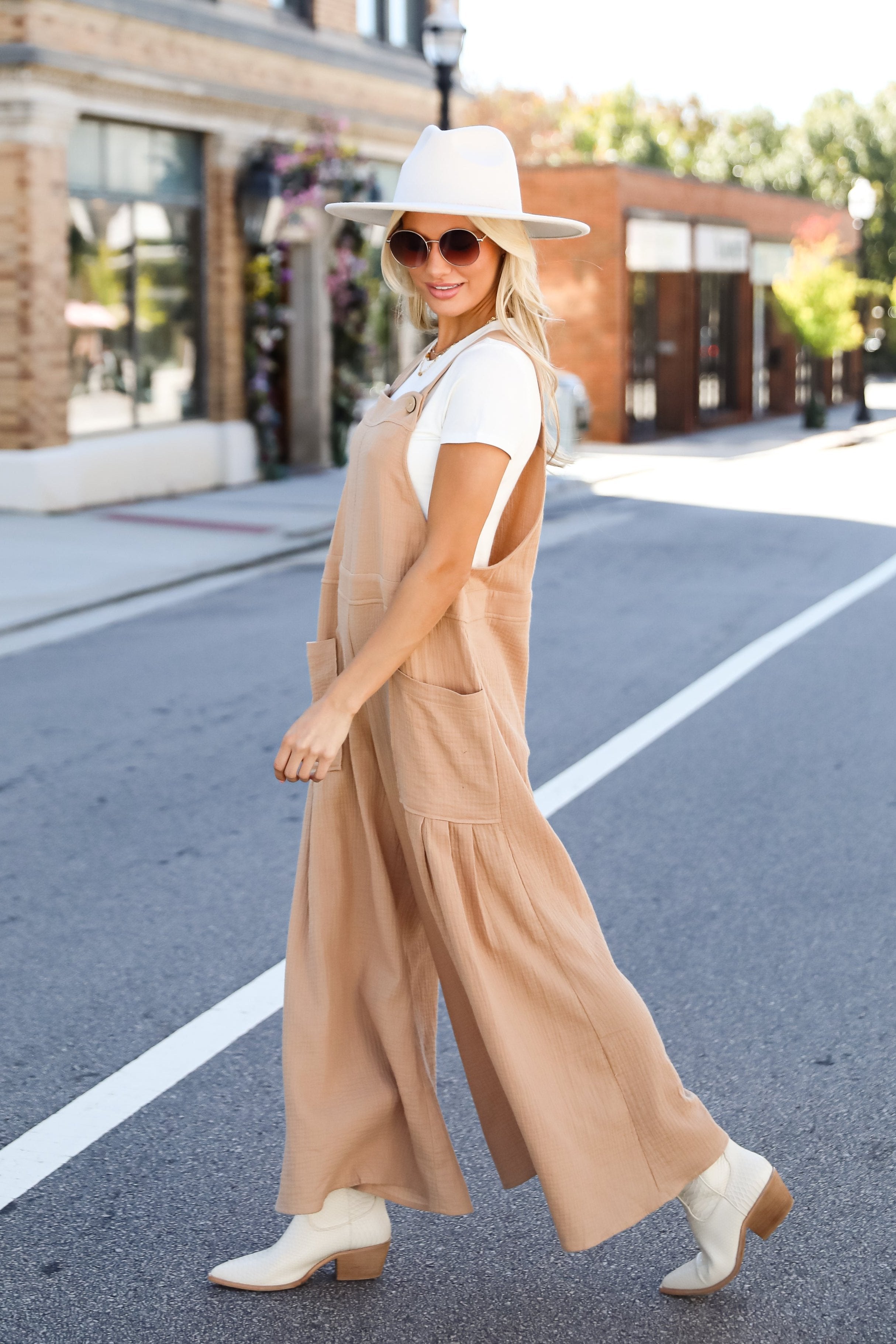 Notable Charisma Taupe Linen Overalls