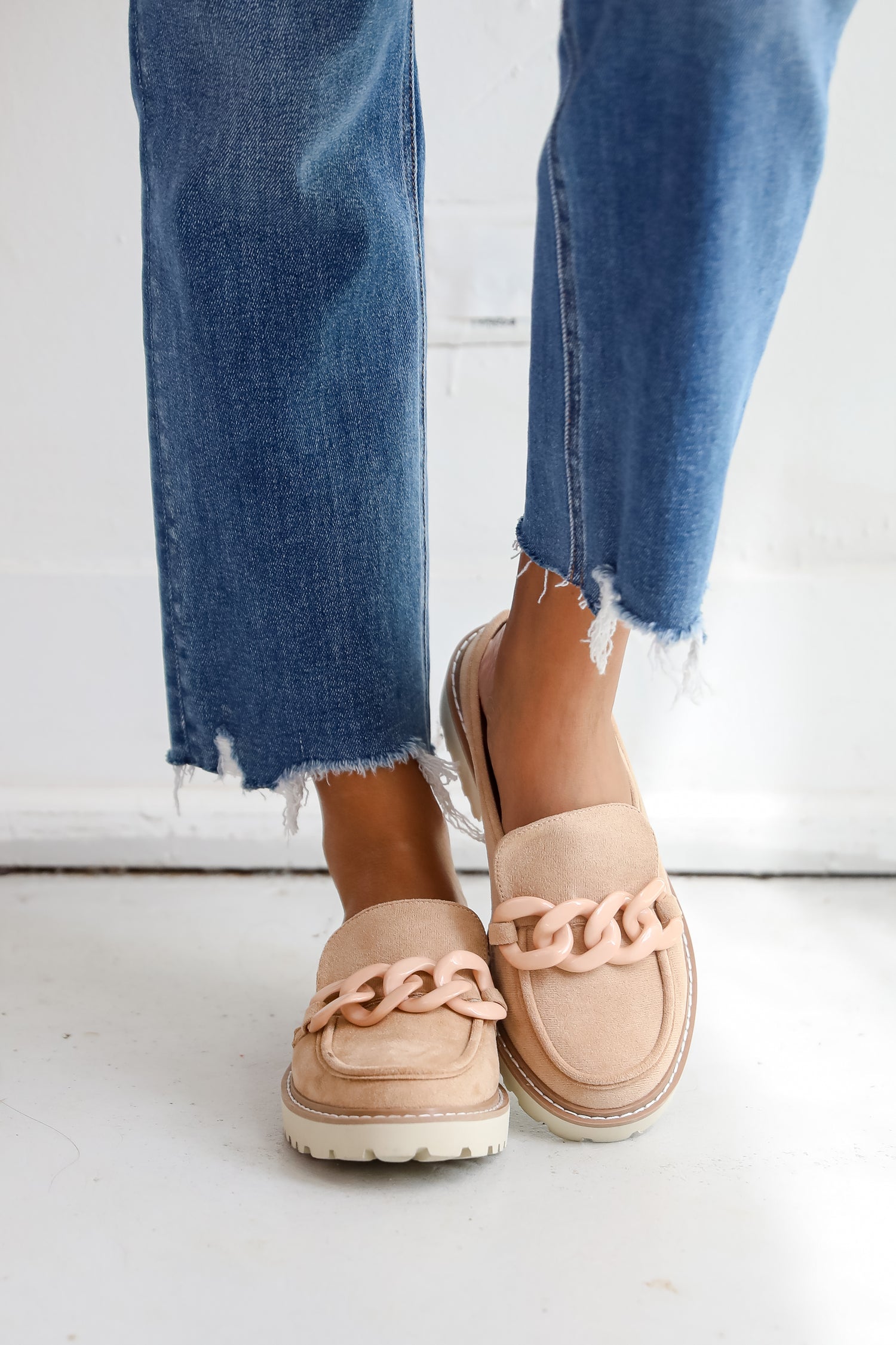 Chasing Perfection Taupe Slide-On Platform Loafers