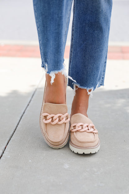 Chasing Perfection Taupe Slide-On Platform Loafers