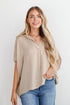 Sophisticated Intention Taupe Oversized Blouse