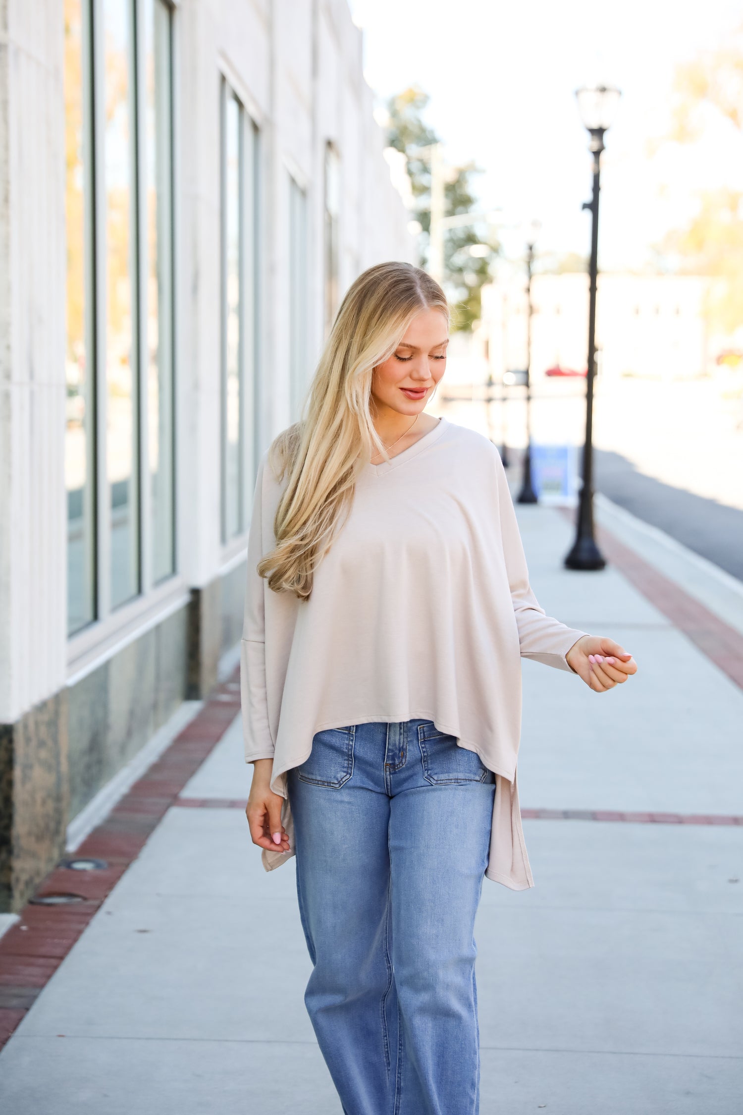 Real Relaxation Taupe Oversized Top