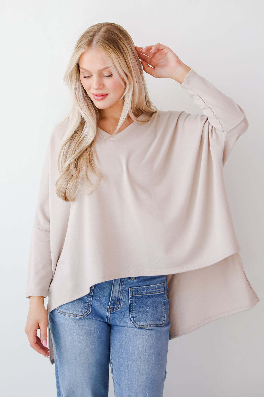 Real Relaxation Taupe Oversized Top