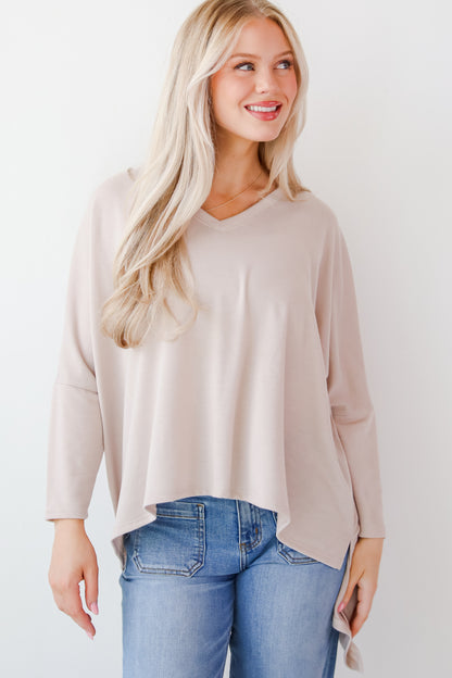 Real Relaxation Taupe Oversized Top