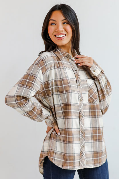 Charmed Appeal Taupe Plaid Flannel