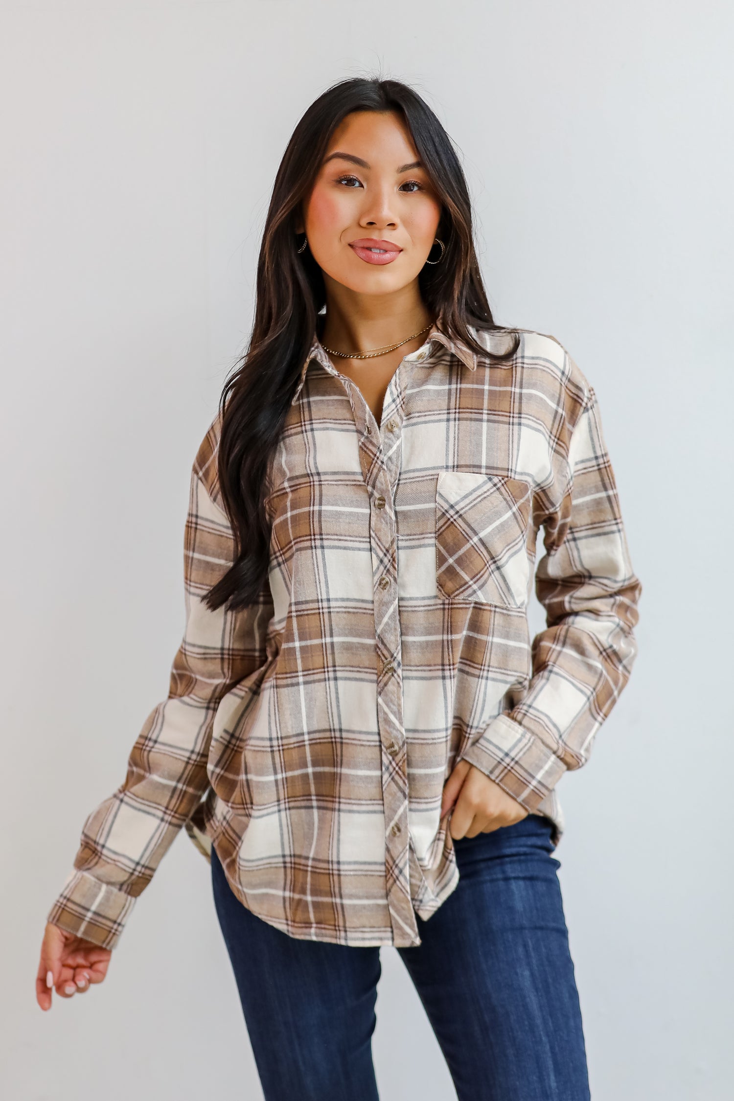 Charmed Appeal Taupe Plaid Flannel