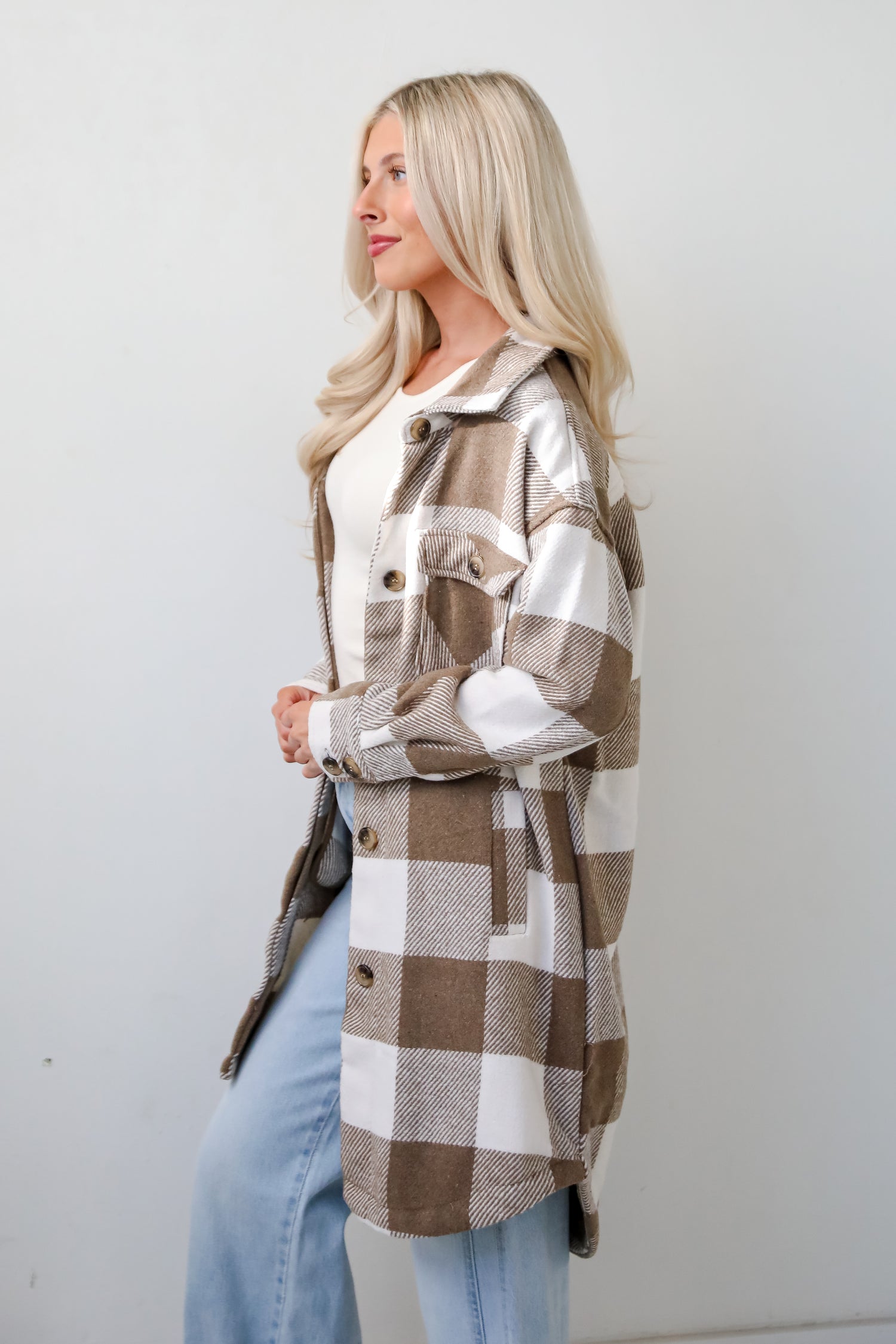 Cozy Perception Taupe Plaid Shacket