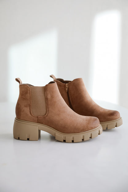 Walk It Out Taupe Platform Booties