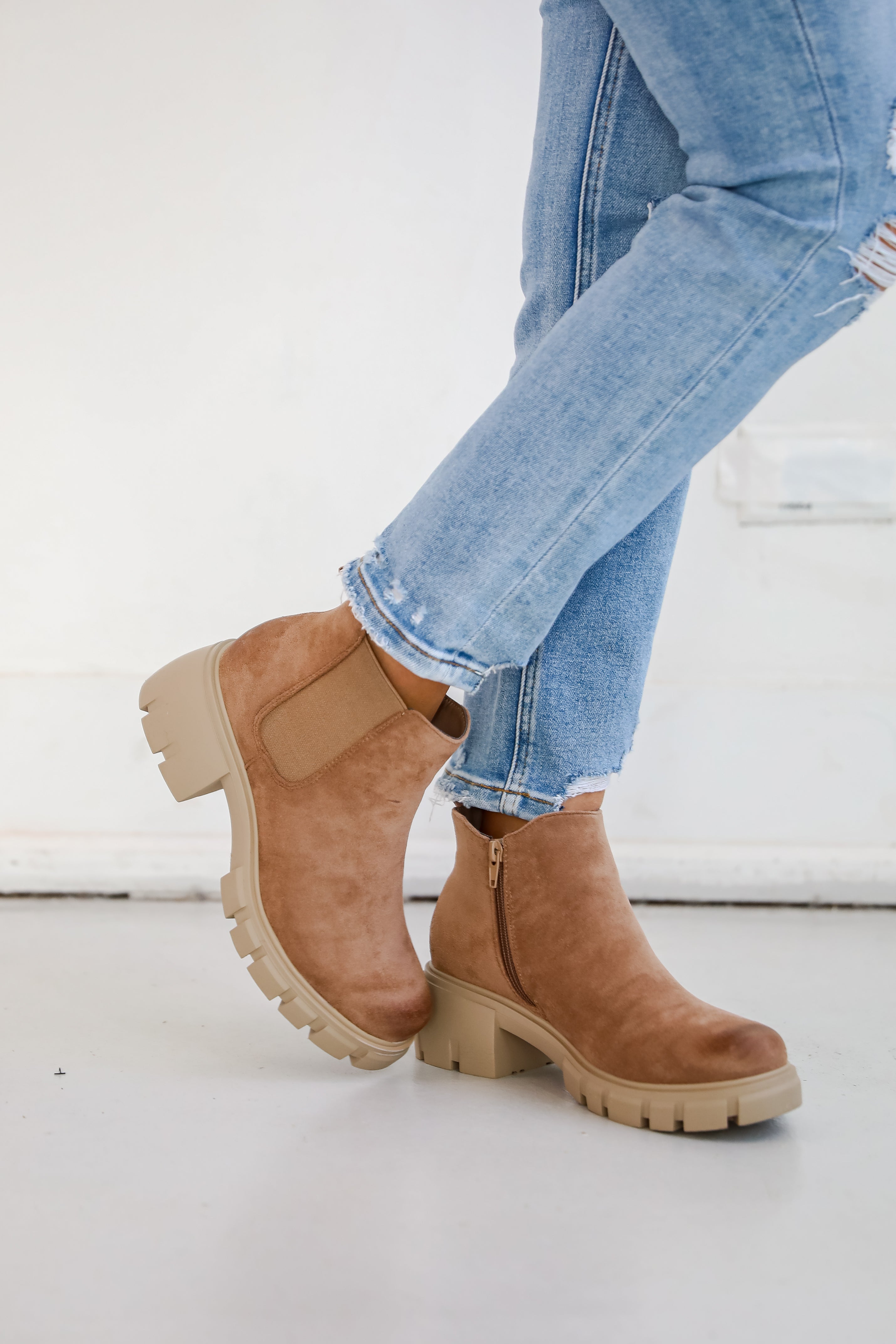 Walk It Out Taupe Platform Booties