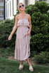 Taupe Tiered Strapless Midi Dress