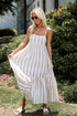 Effective Charm Taupe Striped Maxi Dress