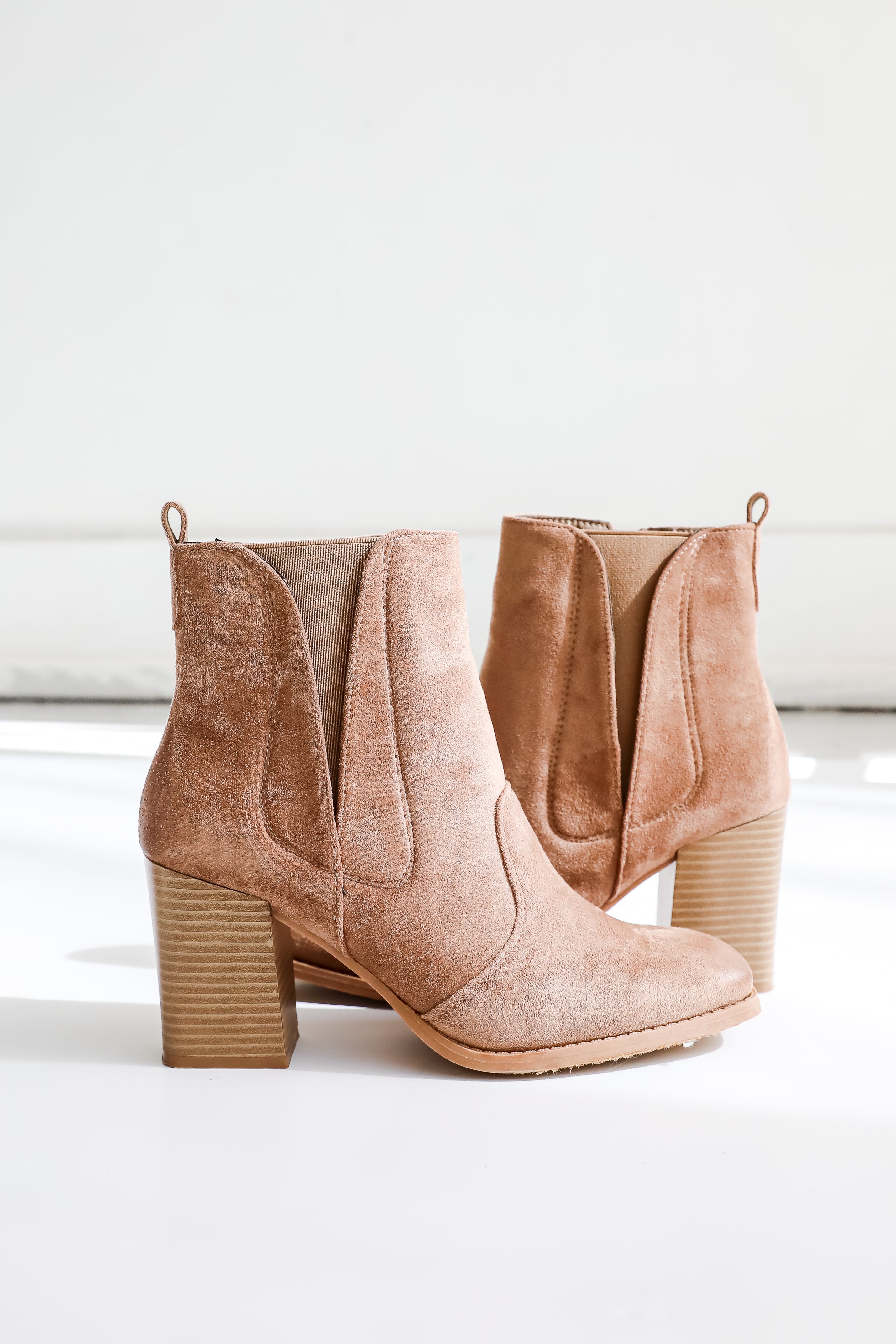 Finding My Way Taupe Suede Booties