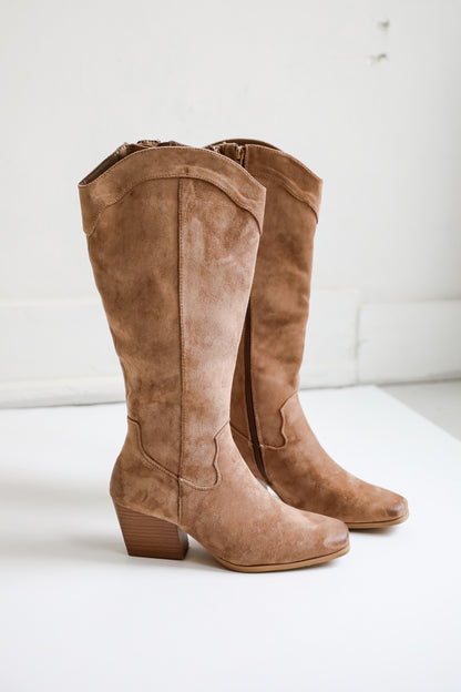 Rodeo Cutie Taupe Suede Western Boots