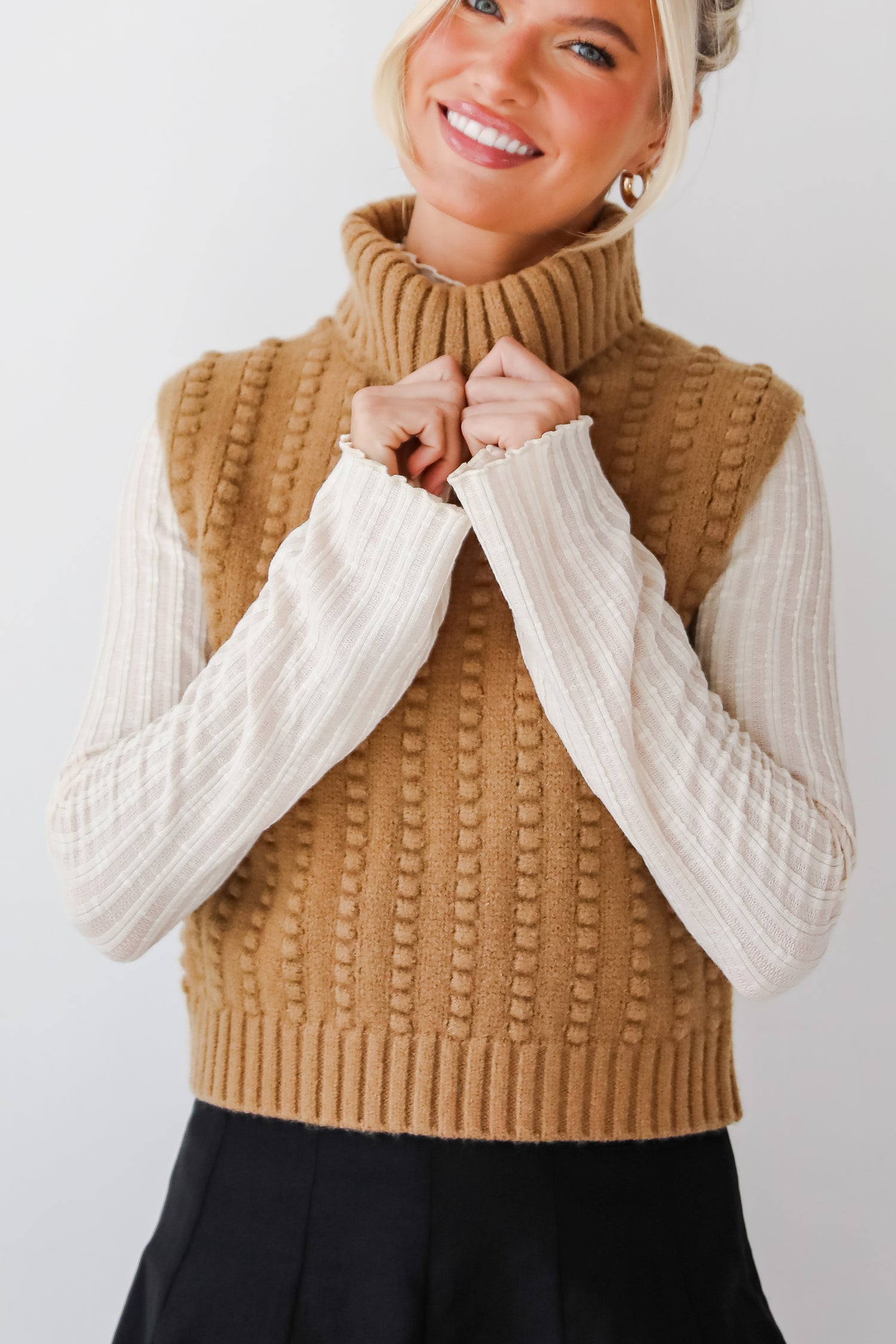 Dreamy Choice Taupe Turtleneck Sweater Top