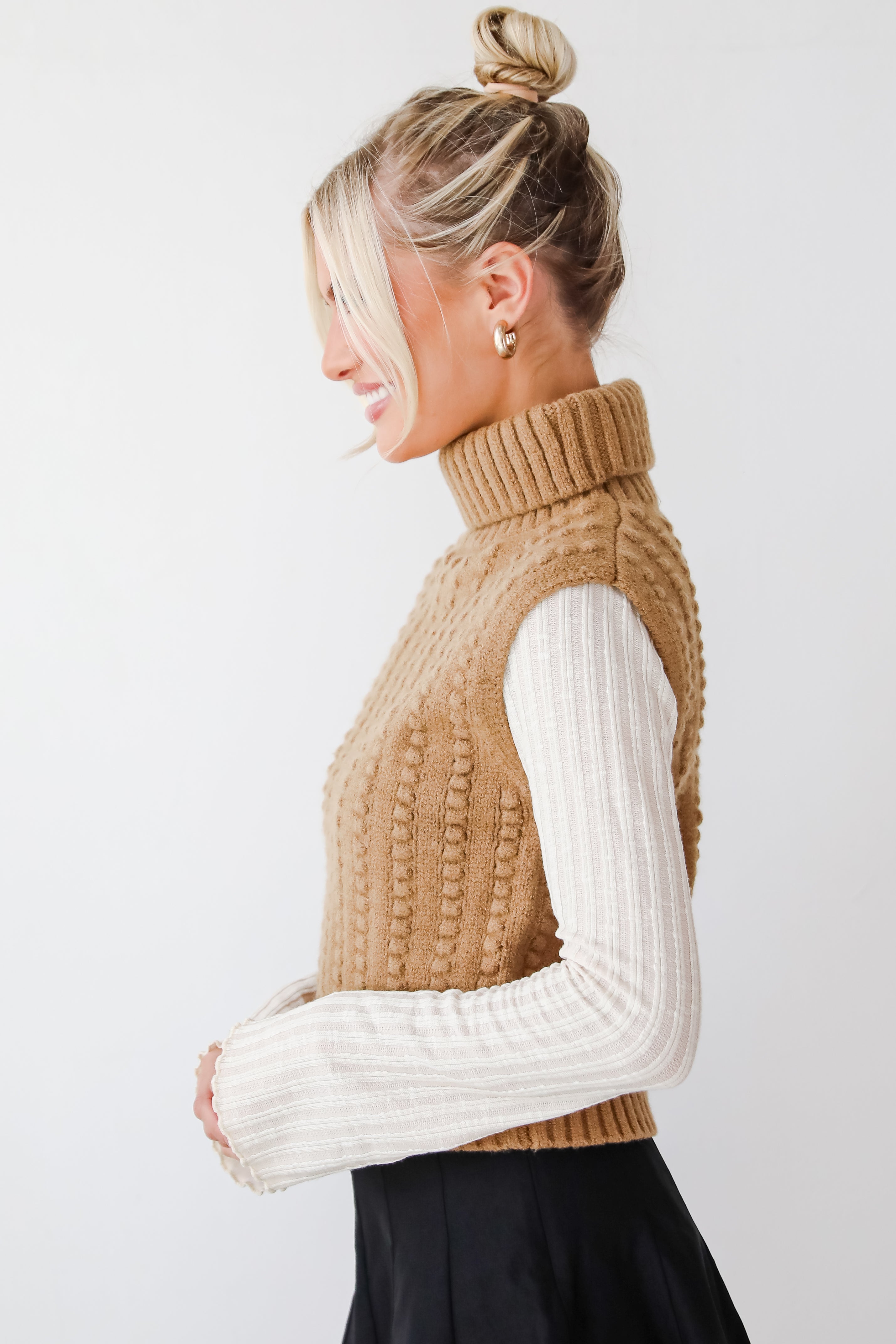 Dreamy Choice Taupe Turtleneck Sweater Top